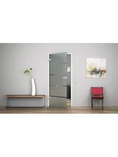Glastür Ganzglastür Drehtür aus ESG-Glas (Einscheibensicherheitsglas) LEVIDOR ® in 5-Streifen-Design (S)  für Studio Griff und S