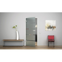 Glastür Ganzglastür Drehtür aus ESG-Glas (Einscheibensicherheitsglas) LEVIDOR ® in 5-Streifen-Design (S)  für Studio Griff und S