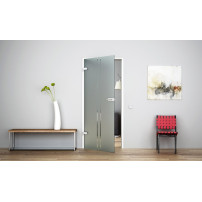 Glastür Ganzglastür Drehtür aus ESG-Glas (Einscheibensicherheitsglas) LEVIDOR ® in Senkrecht-Streifen-Design (T)  für Studio Gri