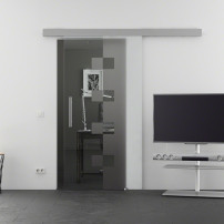 775 x 2050 mm Ganzglaschiebetür Würfel-Design Levidor Basic / slimLine