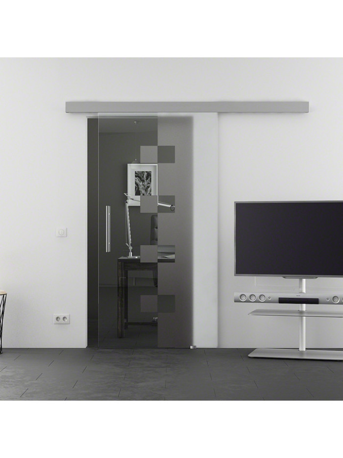 775 x 2050 mm Ganzglaschiebetür Würfel-Design Levidor Basic / slimLine 775 x 2050 mm Ganzglaschiebetür Würfel-Design Levidor Basic / slimLine