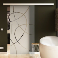 Glasschiebetür Ellipsen-Design (E) 1025x2050mm Edelstahl - Levidor EasySlide