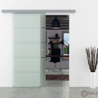 Glasschiebetür Streifen-Design (S) 900x2050mm Edelstahl - Levidor EasySlide