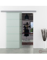Glasschiebetür Streifen-Design (S) 900x2050mm Edelstahl - Levidor EasySlide