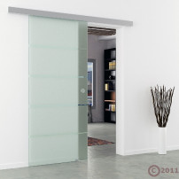 Glasschiebetür Streifen-Design (S) 900x2050mm Edelstahl - Levidor EasySlide