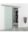 Glasschiebetür Streifen-Design (S) 900x2050mm Edelstahl - Levidor EasySlide