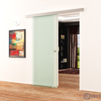 900 x 2050 mm Ganzglaschiebetür vollflächig satiniert Levidor Basic / slimLine