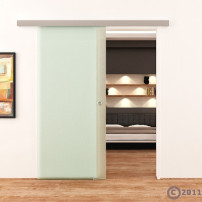 900 x 2050 mm Ganzglaschiebetür vollflächig satiniert Levidor Basic / slimLine