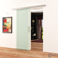 900 x 2050 mm Ganzglaschiebetür vollflächig satiniert Levidor Basic / slimLine