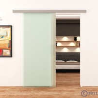 900 x 2050 mm Ganzglaschiebetür vollflächig satiniert Levidor Basic / slimLine