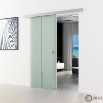 Glasschiebetür 2-Streifen-Design (T) 1025x2050mm Edelstahl - Levidor EasySlide