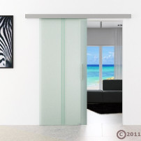Glasschiebetür 2-Streifen-Design (T) 1025x2050mm Edelstahl - Levidor EasySlide