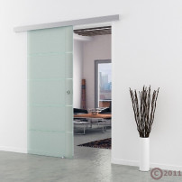 Glasschiebetür Streifen-Design (S) 1025x2175mm Edelstahl - Levidor EasySlide