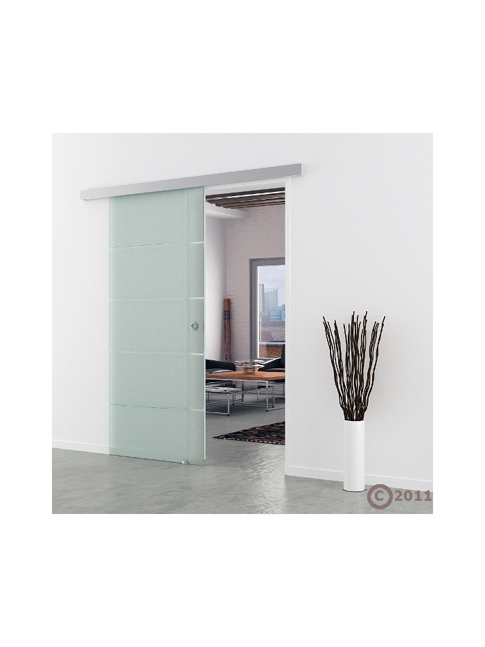 Glasschiebetür Streifen-Design (S) 1025x2175mm Edelstahl - Levidor EasySlide