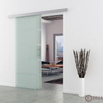 Glasschiebetür Streifen-Design (S) 1025x2175mm Edelstahl - Levidor EasySlide