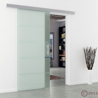 Glasschiebetür Streifen-Design (S) 1025x2175mm Edelstahl - Levidor EasySlide