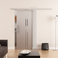 Glasschiebetür komplett 775 x 2050 mm Dorma Muto 60 senkrechte Streifen-Design (T)