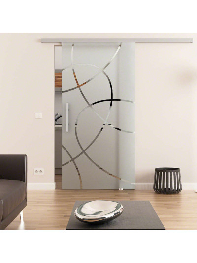 Glasschiebetür komplett 900 x 2050 mm Dorma Muto 60 Ellipsen-Design (E) 