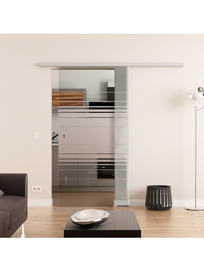 Glasschiebetür komplett 1025 x 2050 mm Dorma Muto 60 Horizont-Design (H) 