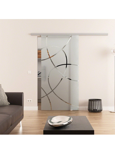 Glasschiebetür komplett 775 x 2175 mm Dorma Muto 60 Ellipsen-Design (E) 