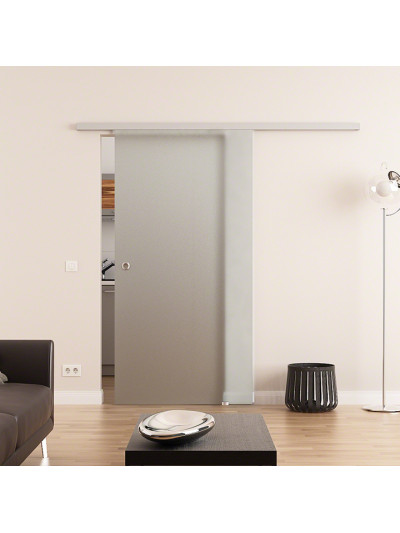 Glasschiebetür komplett 775 x 2175 mm Dorma Muto 60 vollflächig satiniert (V)