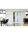775 x 2050 x 8 mm Glasschiebetür Wellendesign (A)- Levidor offene Laufrollen-System (VA - Edelstahl)