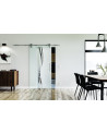 775 x 2050 x 8 mm Glasschiebetür Wellendesign (A)- Levidor offene Laufrollen-System (VA - Edelstahl)