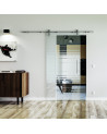900 x 2050 x 8 mm Glasschiebetür Horizont-Design (H)- Levidor offene Laufrollen-System (VA - Edelstahl)