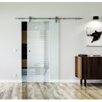 900 x 2050 x 8 mm Glasschiebetür Horizont-Design (H)- Levidor offene Laufrollen-System (VA - Edelstahl)