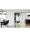 900 x 2050 x 8 mm Glasschiebetür Horizont-Design (H)- Levidor offene Laufrollen-System (VA - Edelstahl)