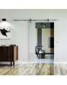 900 x 2050 x 8 mm Glasschiebetür Klarglas - Levidor offene Laufrollen-System (VA - Edelstahl)