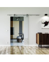 900 x 2050 x 8 mm Glasschiebetür Klarglas - Levidor offene Laufrollen-System (VA - Edelstahl)