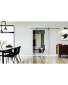 900 x 2050 x 8 mm Glasschiebetür Klarglas - Levidor offene Laufrollen-System (VA - Edelstahl)