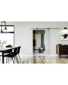 900 x 2050 x 8 mm Glasschiebetür Klarglas - Levidor offene Laufrollen-System (VA - Edelstahl)