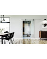 900 x 2050 x 8 mm Glasschiebetür Lamellen-Design (L)- Levidor offene Laufrollen-System (VA - Edelstahl)