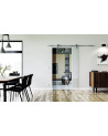 900 x 2050 x 8 mm Glasschiebetür Rekursiv-Design (R)- Levidor offene Laufrollen-System (VA - Edelstahl)