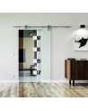 900 x 2050 x 8 mm Glasschiebetür Würfel-Design (W)- Levidor offene Laufrollen-System (VA - Edelstahl)