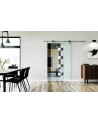 900 x 2050 x 8 mm Glasschiebetür Würfel-Design (W)- Levidor offene Laufrollen-System (VA - Edelstahl)