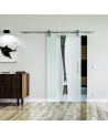 1025 x 2050 x 8 mm Glasschiebetür Bach-Design (B)- Levidor offene Laufrollen-System (VA - Edelstahl)