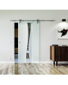 1025 x 2050 x 8 mm Glasschiebetür Bach-Design (B)- Levidor offene Laufrollen-System (VA - Edelstahl)