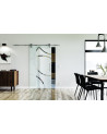 1025 x 2050 x 8 mm Glasschiebetür Dreh-Design (D)- Levidor offene Laufrollen-System (VA - Edelstahl)
