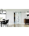 1025 x 2050 x 8 mm Glasschiebetür Ellipsen-Design (E)- Levidor offene Laufrollen-System (VA - Edelstahl)