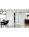 1025 x 2050 x 8 mm Glasschiebetür Ellipsen-Design (E)- Levidor offene Laufrollen-System (VA - Edelstahl)