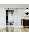 1025 x 2050 x 8 mm Glasschiebetür Lamellen-Design (L)- Levidor offene Laufrollen-System (VA - Edelstahl)