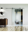 1025 x 2050 x 8 mm Glasschiebetür Lamellen-Design (L)- Levidor offene Laufrollen-System (VA - Edelstahl)