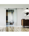 1025 x 2050 x 8 mm Glasschiebetür Lamellen-Design (L)- Levidor offene Laufrollen-System (VA - Edelstahl)