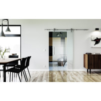 1025 x 2050 x 8 mm Glasschiebetür Lamellen-Design (L)- Levidor offene Laufrollen-System (VA - Edelstahl)