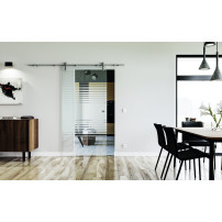 1025 x 2050 x 8 mm Glasschiebetür Lamellen-Design (L)- Levidor offene Laufrollen-System (VA - Edelstahl)