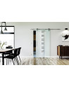 1025 x 2050 x 8 mm Glasschiebetür Quadrat-Design (Q)- Levidor offene Laufrollen-System (VA - Edelstahl)