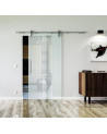 1025 x 2050 x 8 mm Glasschiebetür Rekursiv-Design (R)- Levidor offene Laufrollen-System (VA - Edelstahl)